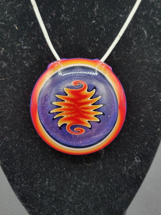 Pink Fire Wigwag Disk Pendant