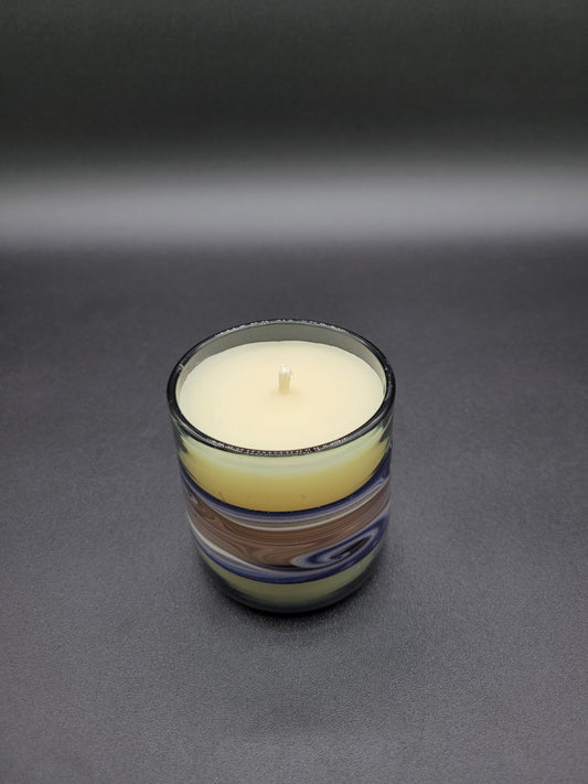 Blue and gray Bee's wax candle