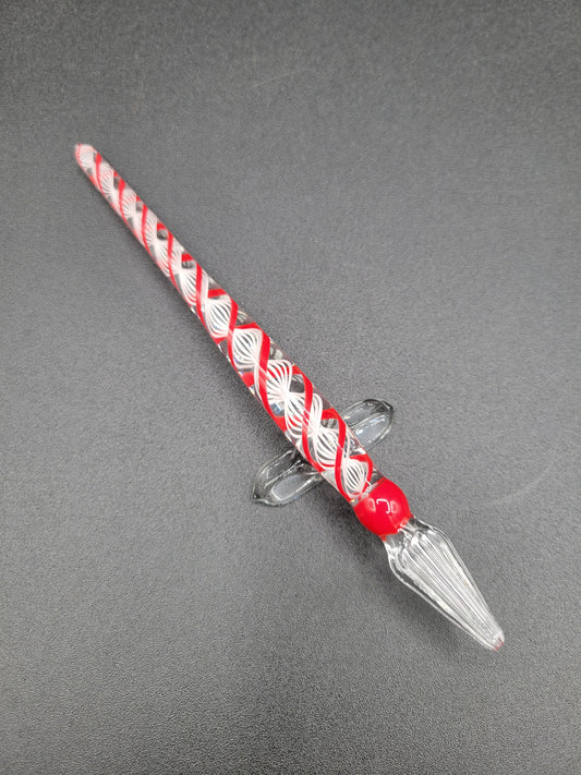 Red Latticino flat tipped pen